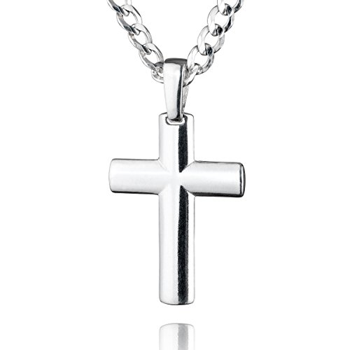 STERLL Cadena para hombre de plata 925, 50 cm de longitud, con colgante a forma de cruz, con caja de joyas, ideal como regalo de hombre