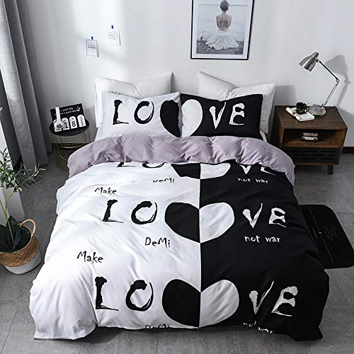 Sticker superb Esposa Marido Blanco Negro Gracioso Juego de Cama con Cremallera, Boda Cumpleaños Regalo Hombre Mujer Juego de Funda Nórdica (220x240cm para Cama de 150cm)