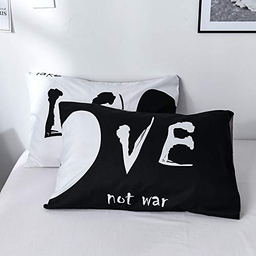 Sticker superb Esposa Marido Blanco Negro Gracioso Juego de Cama con Cremallera, Boda Cumpleaños Regalo Hombre Mujer Juego de Funda Nórdica (220x240cm para Cama de 150cm)