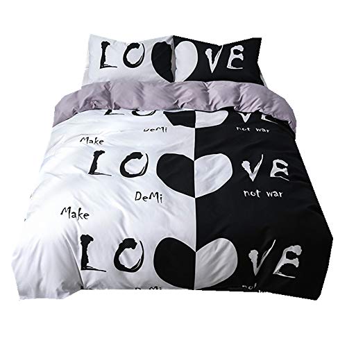 Sticker superb Esposa Marido Blanco Negro Gracioso Juego de Cama con Cremallera, Boda Cumpleaños Regalo Hombre Mujer Juego de Funda Nórdica (220x240cm para Cama de 150cm)