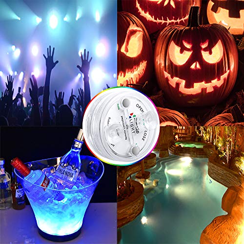 StillCool Luces Sumergibles con 16 Colores 13 LEDs, 4 PZS Piscina Luz LED Impermeable con Magnetica 10 Ventosas y 2 Mandos a Distancia con Batería para Piscina Baño Jacuzzi y Acuario - Colores