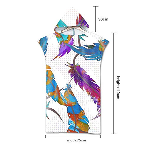 Stillshine Adulto Natación Playa Surf Poncho Albornoz con Capucha para Cambiarse de Ropa Toalla de Microfibra con Capucha Albornoces Nadar Playa de Toalla (Estilo Indio)