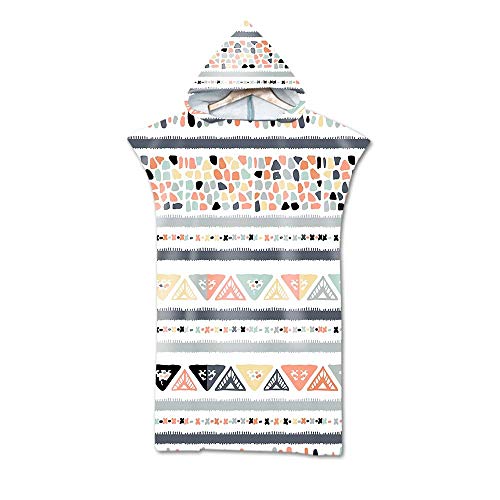 Stillshine Adulto Natación Playa Surf Poncho Albornoz con Capucha para Cambiarse de Ropa Toalla de Microfibra con Capucha Albornoces Nadar Playa de Toalla (Estilo Indio)