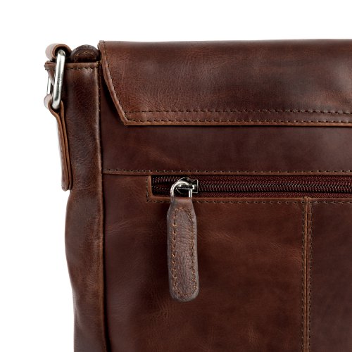 STOKED® Bolso Tipo Mensajero Nathan Bandolera iPad Bolso de Hombro Piel marrón