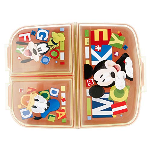 Stor Mickey Mouse (Disney) | Sandwichera con 3 Compartimentos para niños - lonchera Infantil - Porta merienda - Fiambrera Decorada