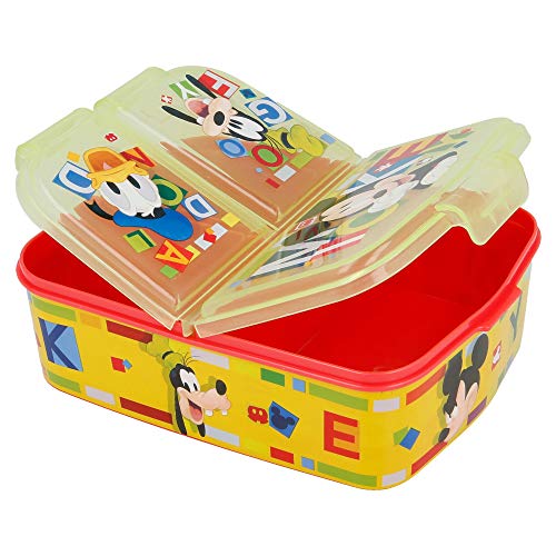 Stor Mickey Mouse (Disney) | Sandwichera con 3 Compartimentos para niños - lonchera Infantil - Porta merienda - Fiambrera Decorada