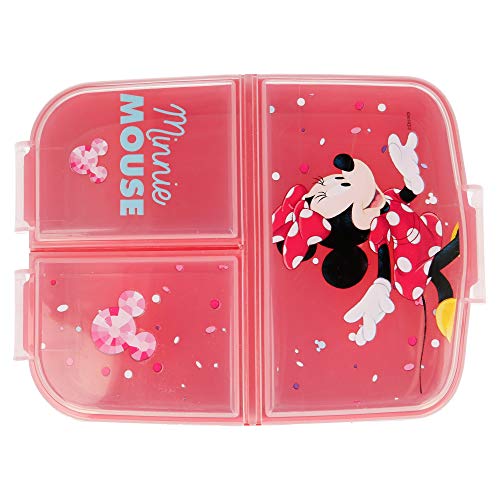 Stor Minnie Mouse (Disney) | Sandwichera con 3 Compartimentos para niños - lonchera Infantil - Porta merienda - Fiambrera Decorada