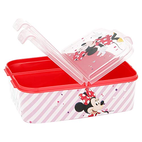 Stor Minnie Mouse (Disney) | Sandwichera con 3 Compartimentos para niños - lonchera Infantil - Porta merienda - Fiambrera Decorada