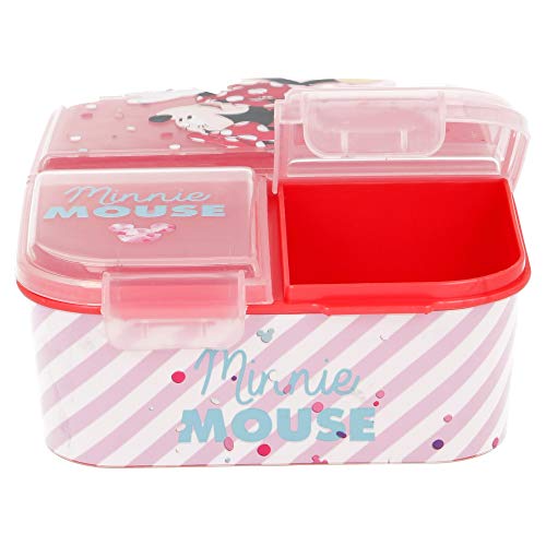 Stor Minnie Mouse (Disney) | Sandwichera con 3 Compartimentos para niños - lonchera Infantil - Porta merienda - Fiambrera Decorada