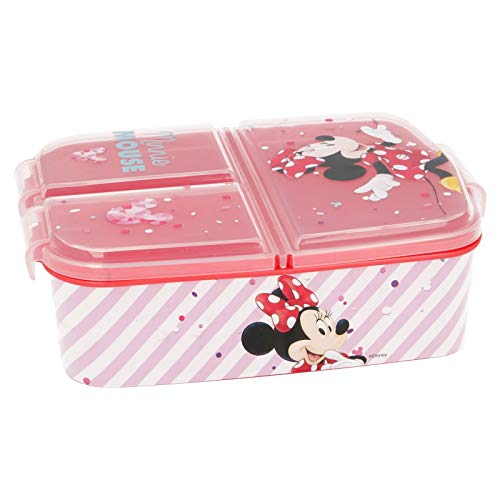Stor Minnie Mouse (Disney) | Sandwichera con 3 Compartimentos para niños - lonchera Infantil - Porta merienda - Fiambrera Decorada