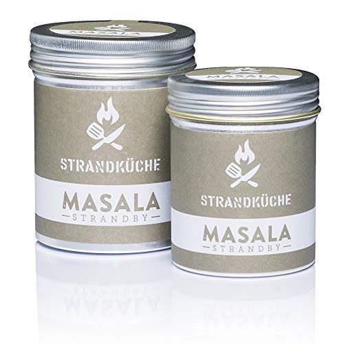 Strandküche Strandby Masala 2x45 g I Mezcla Hindú Bio cilantro mezclado con alcaravea pimienta canela clavo de olor cardamomo laurel citrico I Especia asiático perfecta para cocinar en el Wok