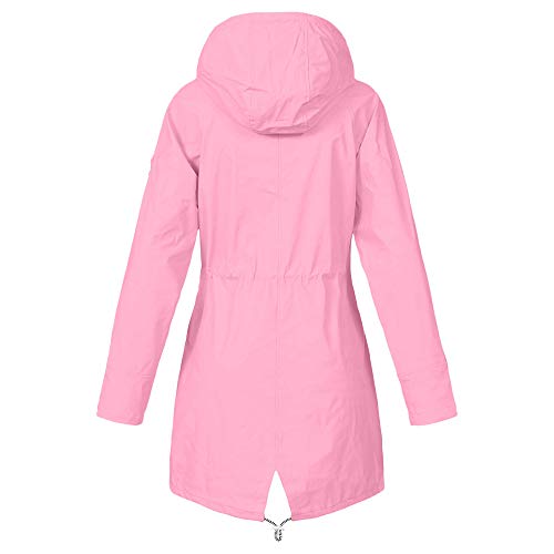 STRIR Chubasquero de Mujer Chaqueta Impermeable Gabardina Resistente al Viento con Capucha Abrigo Sudadera Deporte Portable Seco Rápido Rompevientos