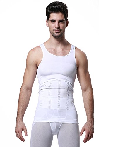 STTLZMC Faja Chaleco Hombre Adelgazante Reductora Compresion Elástica de Ropa Interior M-XXXL,Blanco,Small