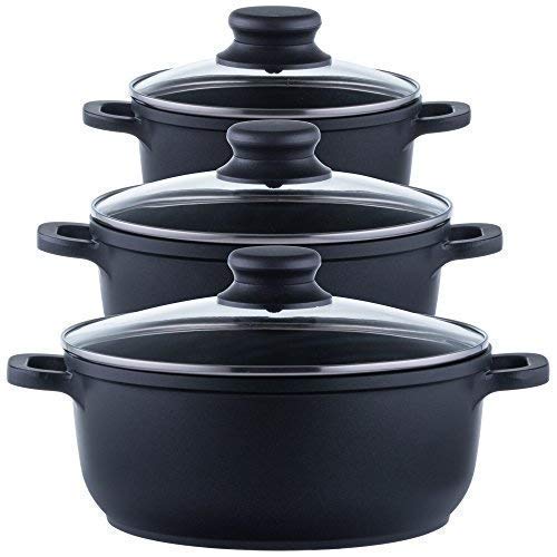 Style'n Cook Nero Classico - Batería de Cocina, 6 Piezas, de Aluminio Fundido, Color Negro