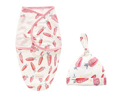 Suave Ajustable Bebé Swaddle Wrap Manta para Unisex Y Sombrero 2 Piezas Flor5 S
