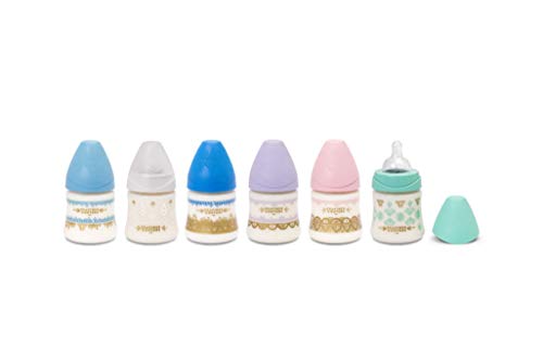 Suavinex - Biberón bebé Premium Haute Couture. Tetina redonda silicona flujo lento, 150ml. Biberón +0 meses. 0% BPA. diseño Étnico color blanco