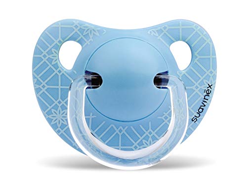 Suavinex - Chupete Tetina Anatómica Silicona. Chupete 0-6 Meses. 0% BPA, Diseño Panda Color Azul