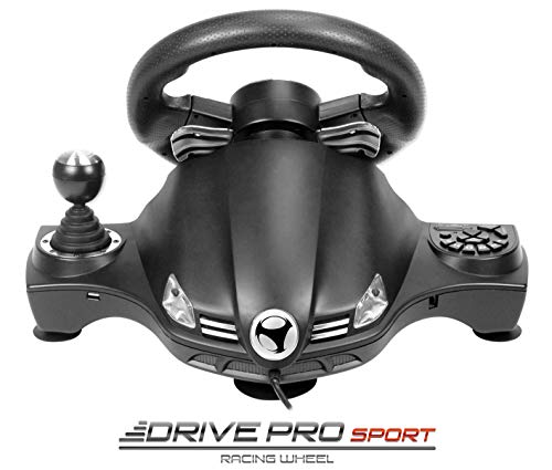 Subsonic - Volante de carreras Drive Pro Sport con pedales, paletas y palanca de cambios (PS4 Slim/Pro, Xbox One S/X, PS3, Windows)