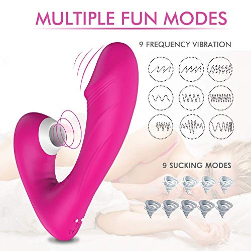 Succiónạdor de Clítóris NESTORM Vibradór Séxual Mujér Estimulạdór Clítoris Succiónạdor de Pezónes con 9 Modos de Vibración y 9 Modos de Succión Juguétés Séxual en Paréjas (Rose)