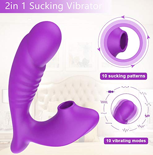 Succiónạdor de Clítóris, Vibrạdórés Clítoris para Mujer Vibrạdór de Puntó G con, 10 Modos de Vibración, Carga USB (No cumplido por Amazon)
