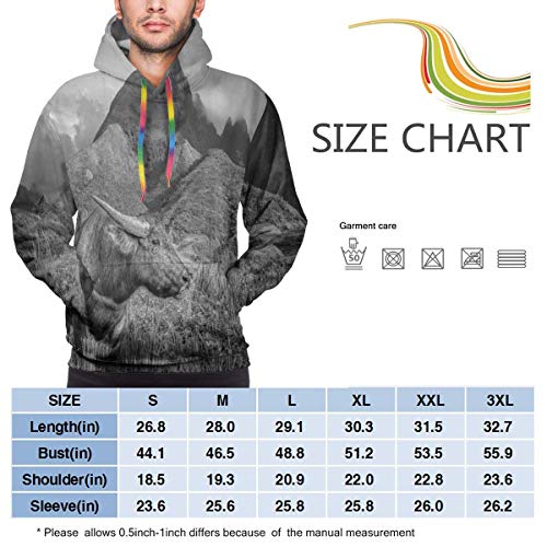 Sudadera con Capucha para Hombre, Imagen monocromática de búfalo en los Campos de arroz y el Monte Fansipan, Camisetas Informales de Manga Larga con Estampado 3D