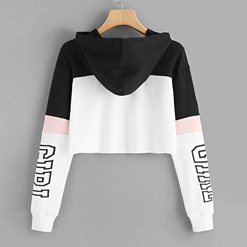 Sudaderas Adolescentes Chicas, Fossen Sudaderas Mujer Tumblr con Capucha - Emoticon Estampado Blusa Tops Camiseta de Manga Larga (Girl - Blanco, M)