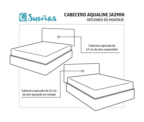 SUENOSZZZ - Cabecero de Madera Jazmin, tapizado Acolchado, en Tela Rio5 Color Beige Cabeceros Madera para Dormitorio | Cama Matrimonio | Cama Juvenil | Camas de 140 cm, 135 cm, 120 cm