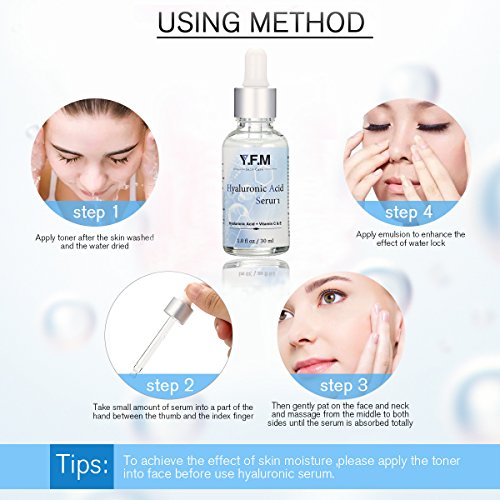 Suero de Ácido Hialurónico para la Cara 30 ml - Con Vitamina C & E -Y.F.M facial hidratante serum para anti-envejecimiento y anti-arrugas