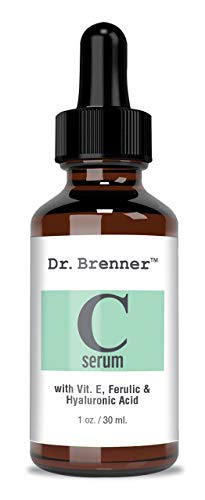 Suero de vitamina C 20 % puro ácido L-ascórbico, ácido ferúlico, vitamina E y ácido hialurónico para rostro y ojos, 30 ml, de Dr. Brenner