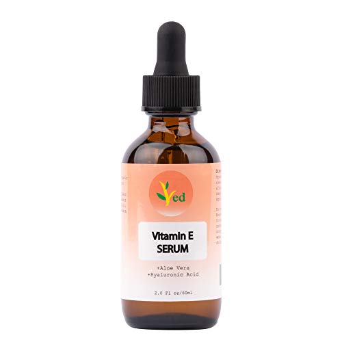 Suero de vitamina E con células madre y ácido hialurónico, potente suero antienvejecimiento y antiarrugas | 100% orgánico puro y natural | Tratamiento hidratante facial, piel seca y cuerpo | 60 ml