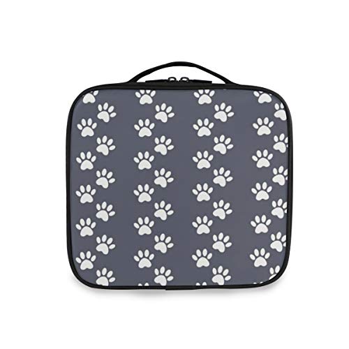 SUGARHE Diseño de Embalaje Gris Oscuro con Huellas de Animales Fondo de Vida Silvestre,Neceser Maquillaje,Bolsa Cosméticos Organizador Brochas Maquillaje Estuches Portátil
