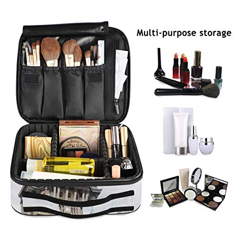 SUGARHE Edificio histórico del Capitolio Americano Gobernador de Springfield Política,Neceser Maquillaje,Bolsa Cosméticos Organizador Brochas Maquillaje Estuches Portátil