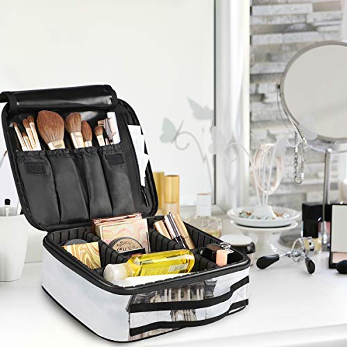 SUGARHE Edificio histórico del Capitolio Americano Gobernador de Springfield Política,Neceser Maquillaje,Bolsa Cosméticos Organizador Brochas Maquillaje Estuches Portátil