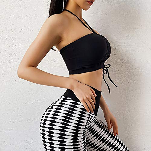 Sujetador Deportivo Mujer Sin Tirantes, Cuello Colgante, Ropa Interior Deportiva De Baja Intensidad, Recogido Belleza, Espalda, Sujetador De Yoga, Chaleco, Pliegues, Cordón, Diseño, Mujeres,   Ca