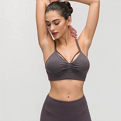 Sujetador Deportivo Mujer Sujetador Deportivo con Pliegue Frontal para Mujer Quakeproof Fitness Sujetador con Tiras con Detalle Copas Extraíbles Almohadilla para El Pecho Sexy Sports Yoga Sujetad