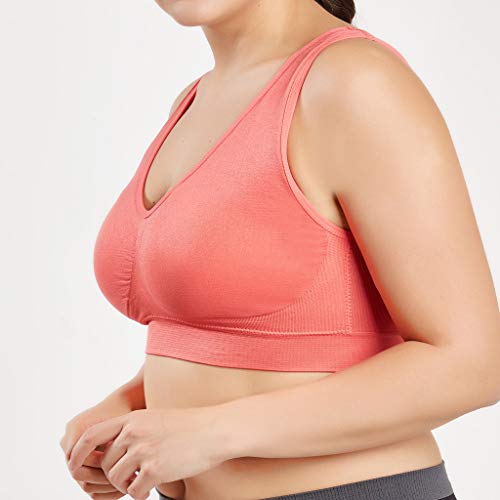 Sujetador Deportivo para Mujer SHOBDW 2019 Nuevo Cómodo Color Sólido Cuello en V Tank Tops Blusa Camisole Camisetas Mujer Tirantes Deporte Bra Tallas Grandes S-6XL(Naranja,5XL)