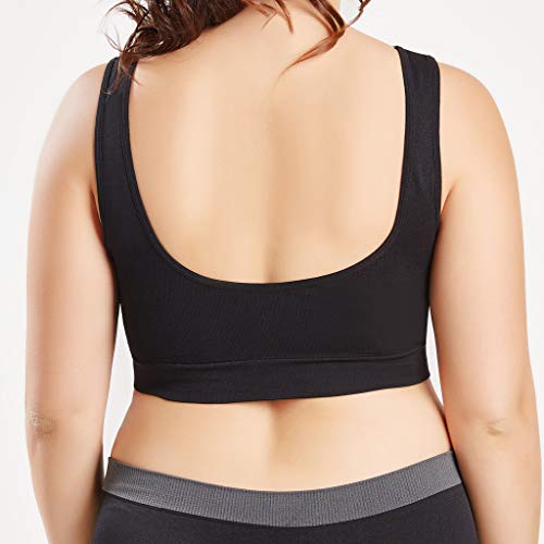 Sujetador Deportivo para Mujer SHOBDW 2019 Nuevo Cómodo Color Sólido Cuello en V Tank Tops Blusa Camisole Camisetas Mujer Tirantes Deporte Bra Tallas Grandes S-6XL(Negro,6XL)