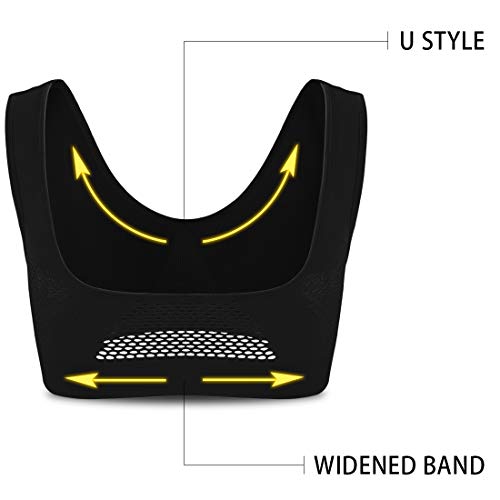 Sujetador Deportivo para Mujeres Bra con Almohadillas Extraíbles para Correr Sin Costuras Yoga Ropa Negro Blanco Nude Violeta Rojo, 2 Piezas