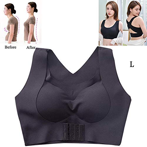 Sujetador multifunción 2 en 1, Sujetador Corrector de Postura, Sujetador Push up, Sujetadores con Correa X para Mejorar la Postura, apretar la Espalda y la Grasa de Las Axilas (M,Black)