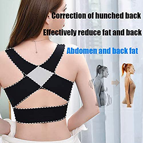 Sujetador multifunción 2 en 1, Sujetador Corrector de Postura, Sujetador Push up, Sujetadores con Correa X para Mejorar la Postura, apretar la Espalda y la Grasa de Las Axilas (M,Black)