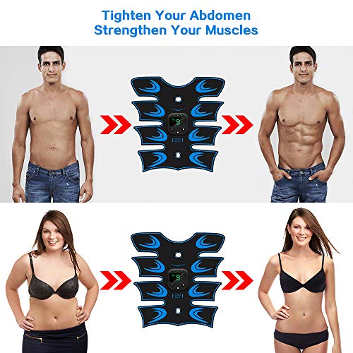 sumgott EMS Electroestimulador Muscular Abdominales, USB Recargable EMS Estimulador Muscular Abdominales para Abdomen/Cintura/Pierna/Brazo