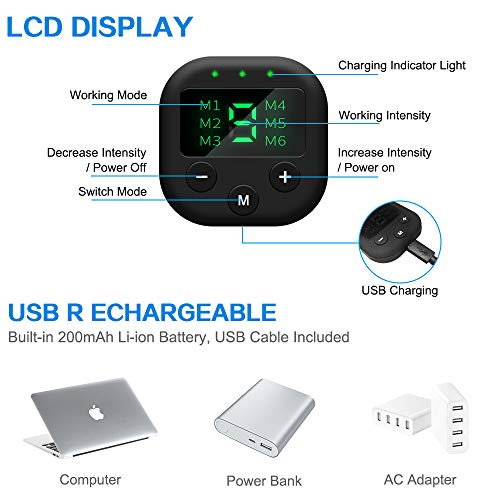 sumgott EMS Electroestimulador Muscular Abdominales, USB Recargable EMS Estimulador Muscular Abdominales para Abdomen/Cintura/Pierna/Brazo