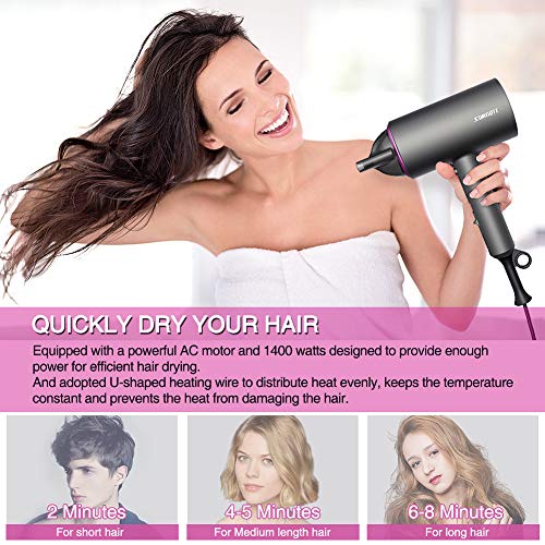 Sumgott Secador de Pelo Profesional de Iones, 1800W Secador de Pelo Plegable de Viaje Hair Dryer de Pelo Pequeño, Usando tecnología de cuidado de cabello iónico, Disponible en Tres Velocidades