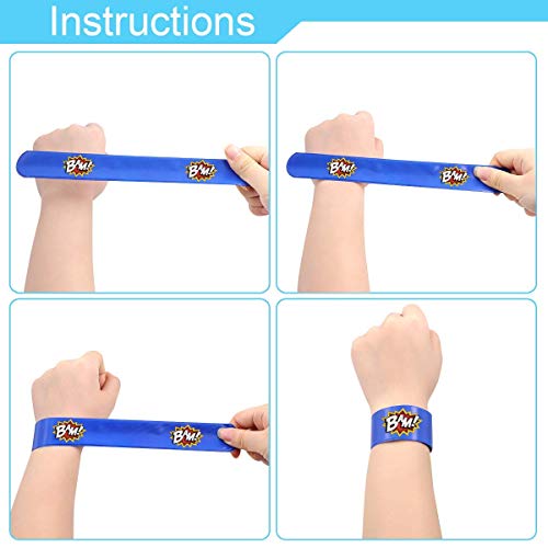 Sumnos 36 Piezas superhéroe Slap Pulsera, Pulsera Bofetada, Slap Bracelets, Snap Pulsera, Banda de Pulsera, Fiesta Juguetes de Infantil Rellenos de Bolsa de Fiesta de cumpleaños para niños niñas