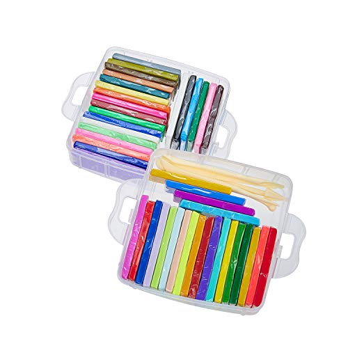 SUNCLAY Arcilla Polimerica - 1.28KG/2.82LB 46 Colores Segura y No Tóxico Modelado Suave Arcilla Craft Set con Herramientas de Escultura Accesorios y Manuales, los Mejores Regalos Para los Niños