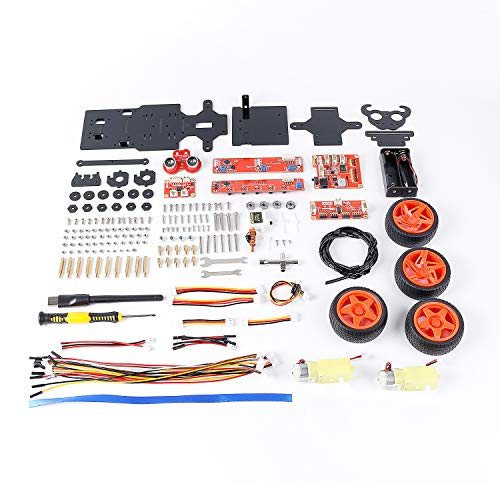 SUNFOUNDER Raspberry Pi Smart Robot Car Kit - Picar-S Block Based Graphical Visual Programming Language Line Following Ultrasonic Sensor Light Following Module Electronic Toy with Detail Manual