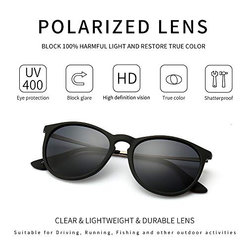 SUNGAIT Polaroid Gafas de sol Mujer Hombre Unisex 400 UV Fregar Negro/Gris 1567