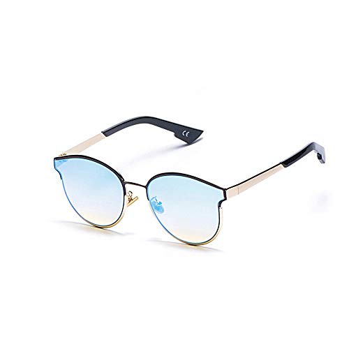 Sunglass Fashion Gafas Redondas Alloy Trend Sunglasses Cat Eyes Sunglasses Drive (Color : Azul)