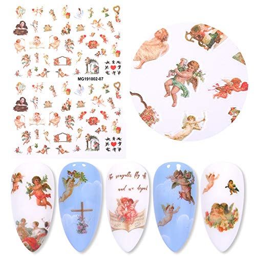 SUNHAON 3 uds Autoadhesivo patrón de Flor de ángel, calcomanías de uñas 3D, decoración de uñas, Accesorios de Verano para manicura