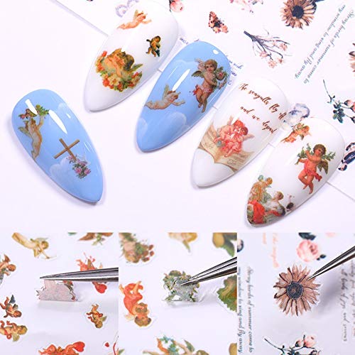 SUNHAON 3 uds Autoadhesivo patrón de Flor de ángel, calcomanías de uñas 3D, decoración de uñas, Accesorios de Verano para manicura